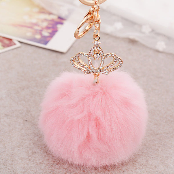 Signature Lulu 18K Gold Plated Oversized Pom Pom Crown Charm Key Ring