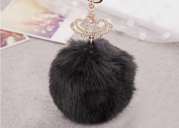 Signature Lulu 18K Gold Plated Oversized Pom Pom Crown Charm Key Ring